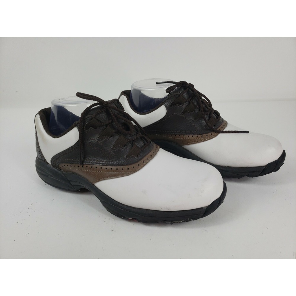 FootJoy Men's Golf Shoes Leather White Brown Size 8.5M #45402  FREE SHIPPING